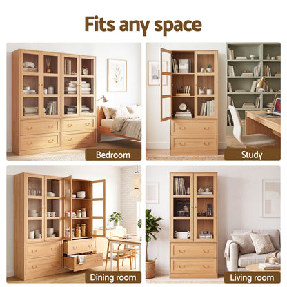 Artiss Buffet Sideboard Cabinets X2 180cm Hutch Storage Kitchen Drawer Door Wood-Furniture > Bathroom > Sinks-PEROZ Accessories