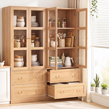 Artiss Buffet Sideboard Cabinets X2 180cm Hutch Storage Kitchen Drawer Door Wood-Furniture > Bathroom > Sinks-PEROZ Accessories