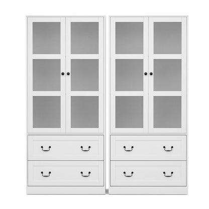 Artiss Buffet Sideboard Cabinets X2 180cm Hutch Storage Kitchen Clear Door White-Furniture > Bathroom > Sinks-PEROZ Accessories