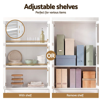 Artiss Buffet Sideboard Cabinets X2 180cm Hutch Storage Kitchen Clear Door White-Furniture > Bathroom > Sinks-PEROZ Accessories