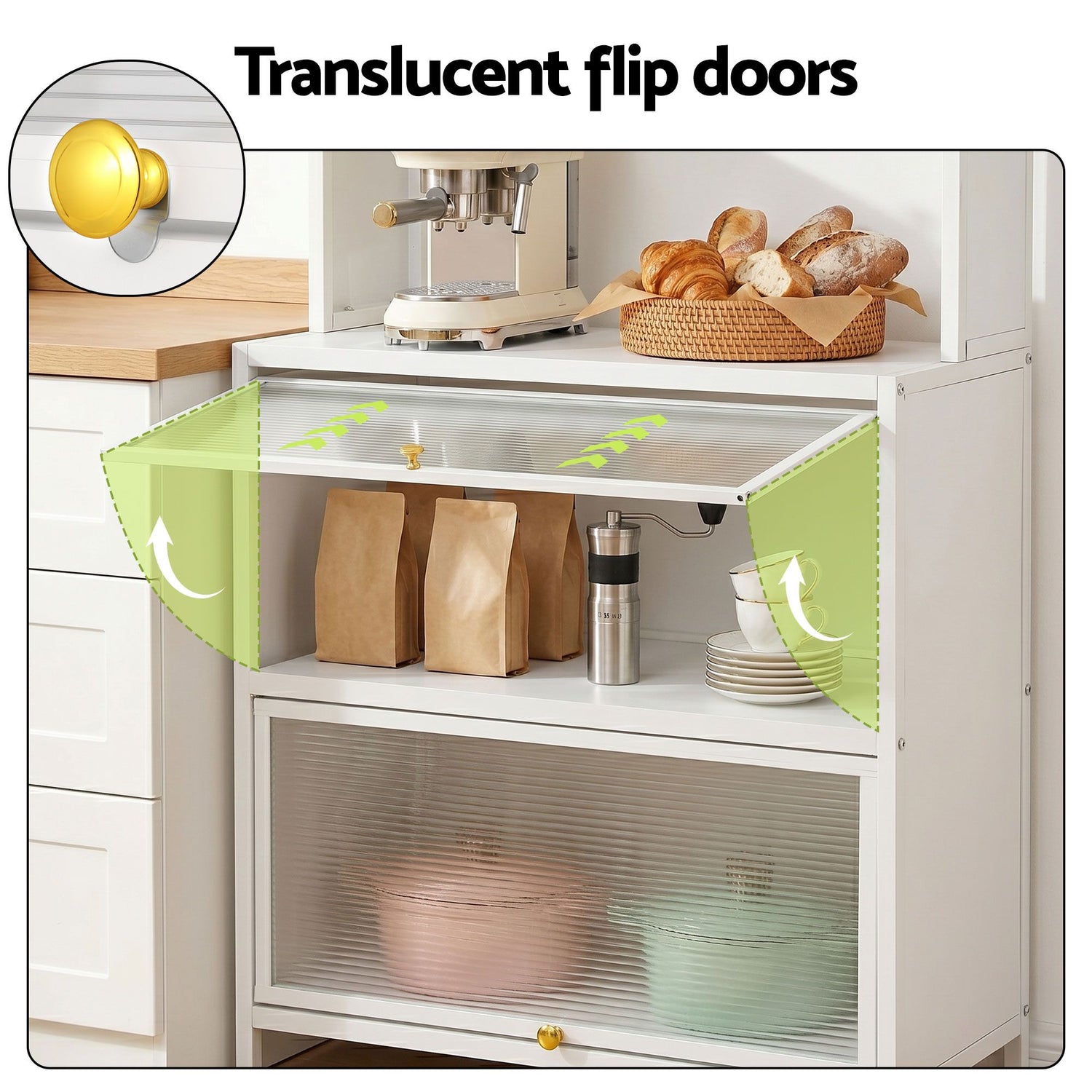 Artiss Kitchen Cabinet Storage Shelves Pegboard Cupboard Sideboard 80CMX164CM-Home &amp; Garden > Kitchenware > Kitchen Utensils-PEROZ Accessories
