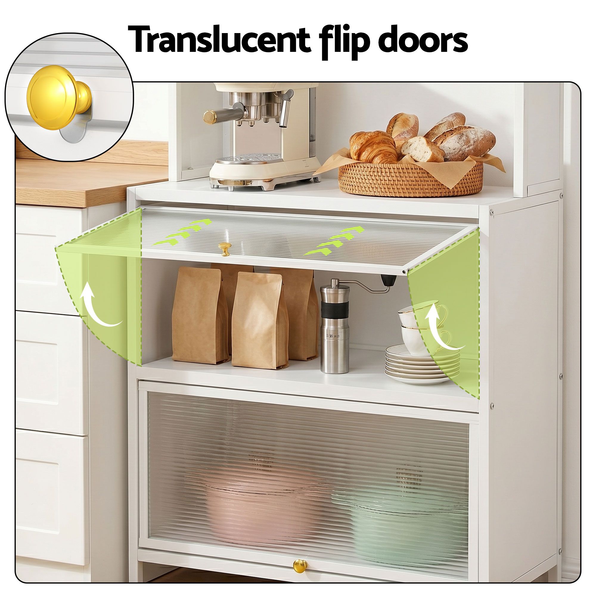 Artiss Kitchen Cabinet Storage Shelves Pegboard Cupboard Sideboard 80CMX164CM-Home &amp; Garden > Kitchenware > Kitchen Utensils-PEROZ Accessories