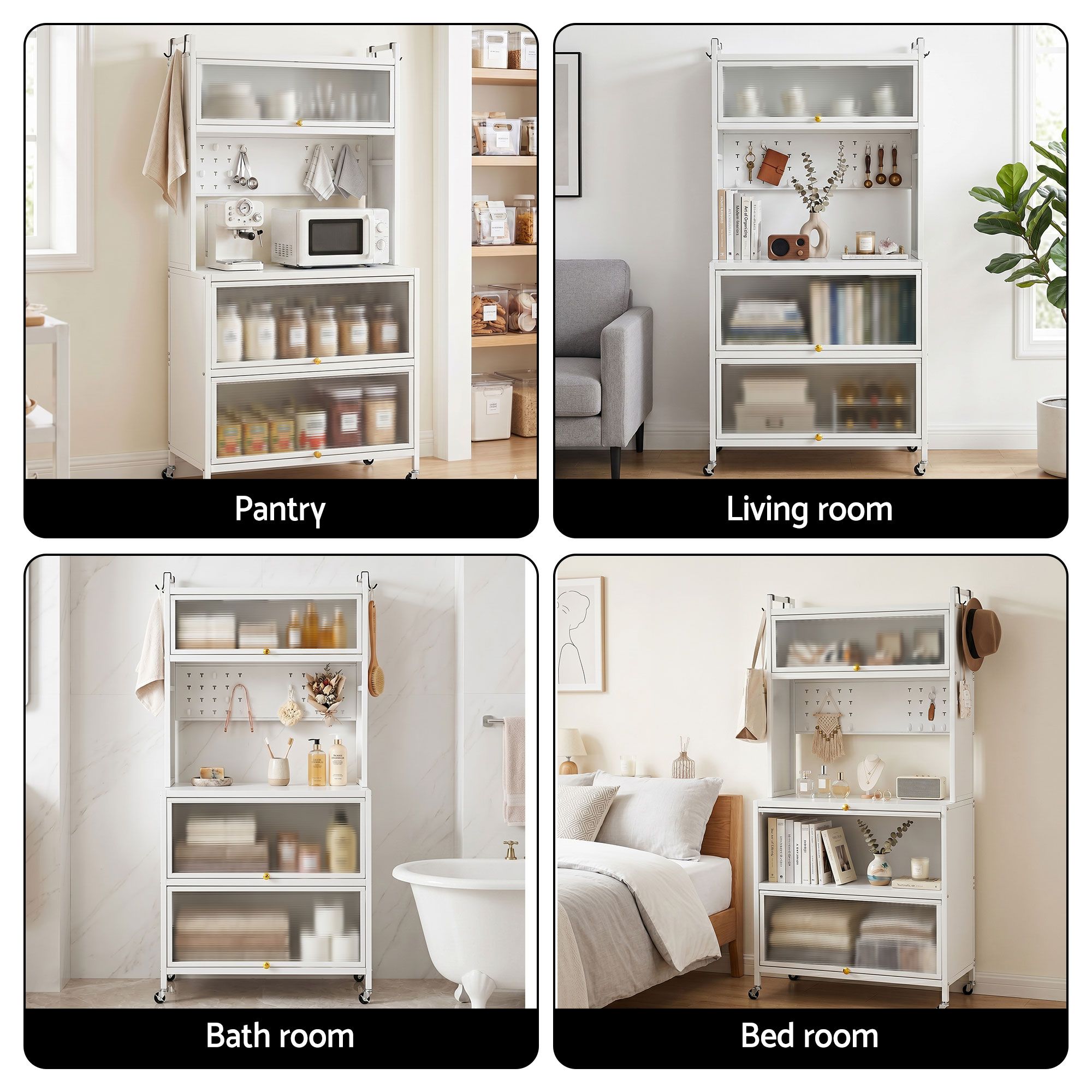 Artiss Kitchen Cabinet Storage Shelves Pegboard Cupboard Sideboard 80CMX164CM-Home &amp; Garden > Kitchenware > Kitchen Utensils-PEROZ Accessories