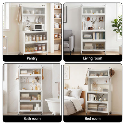 Artiss Kitchen Cabinet Storage Shelves Pegboard Cupboard Sideboard 80CMX164CM-Home &amp; Garden > Kitchenware > Kitchen Utensils-PEROZ Accessories