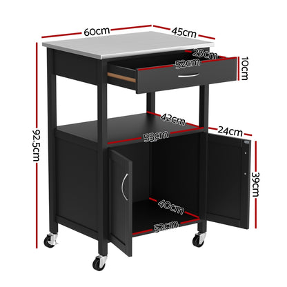 Artiss Kitchen Island Trolley Rolling Serving Cart Storage Drawer Cupboard 60cm-Furniture &gt; Dining &gt; Kitchen &amp; Dining Trolleys-PEROZ Accessories