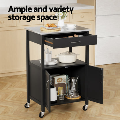 Artiss Kitchen Island Trolley Rolling Serving Cart Storage Drawer Cupboard 60cm-Furniture &gt; Dining &gt; Kitchen &amp; Dining Trolleys-PEROZ Accessories