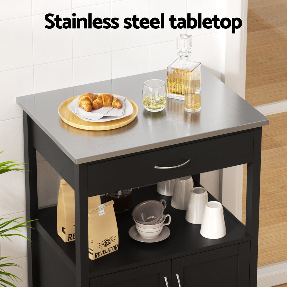 Artiss Kitchen Island Trolley Rolling Serving Cart Storage Drawer Cupboard 60cm-Furniture &gt; Dining &gt; Kitchen &amp; Dining Trolleys-PEROZ Accessories