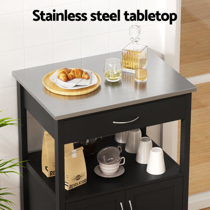 Artiss Kitchen Island Trolley Rolling Serving Cart Storage Drawer Cupboard 60cm-Furniture &gt; Dining &gt; Kitchen &amp; Dining Trolleys-PEROZ Accessories