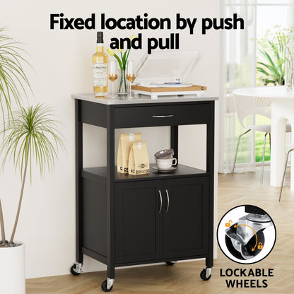 Artiss Kitchen Island Trolley Rolling Serving Cart Storage Drawer Cupboard 60cm-Furniture &gt; Dining &gt; Kitchen &amp; Dining Trolleys-PEROZ Accessories