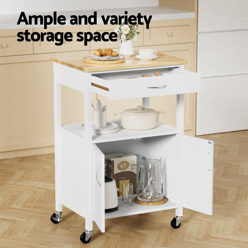 Artiss Kitchen Island Trolley Rolling Serving Cart Storage Drawer Cupboard 60cm-Furniture &gt; Dining &gt; Kitchen &amp; Dining Trolleys-PEROZ Accessories