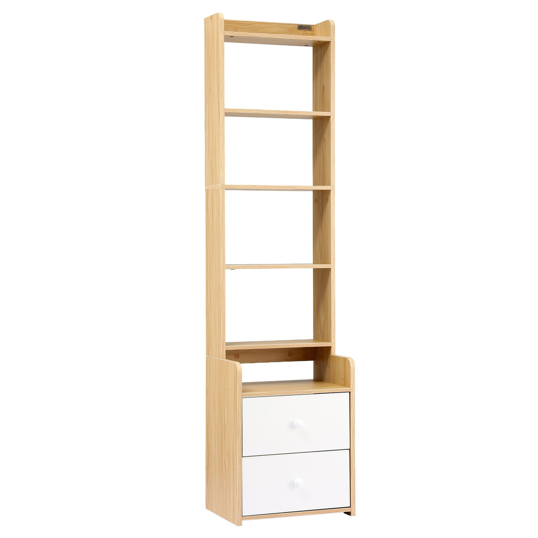 Artiss 6 Tiers Bookshelf with 2 Drawer Storage Shelf Pine-Furniture > Living Room > Bookcases &amp; Shelves-PEROZ Accessories