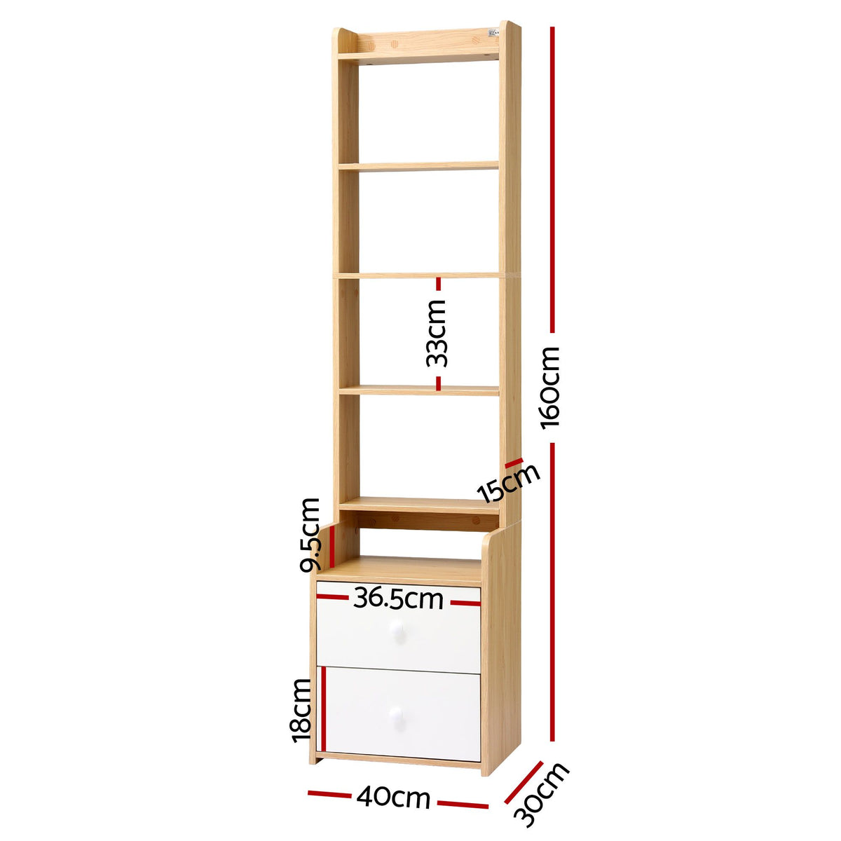 Artiss 6 Tiers Bookshelf with 2 Drawer Storage Shelf Pine