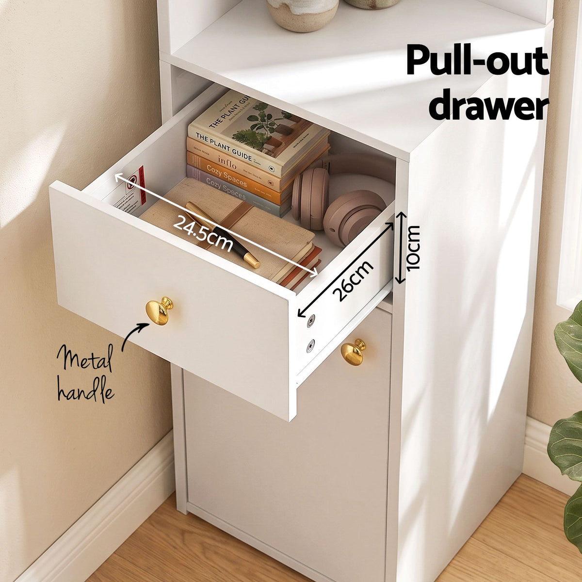 Artiss 3 Tiers Bookshelf with Storage Drawer and Cabinet White