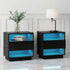 Artiss 2x Bedside Table LED with 2 Shelves - HANA Black-Furniture > Bedroom > Bedside Tables-PEROZ Accessories
