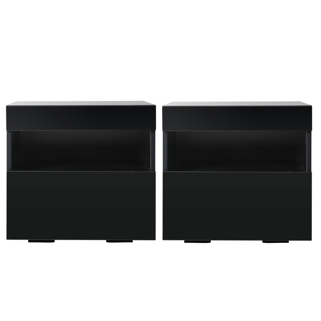 Artiss 2x Bedside Table LED - HERES Black-Furniture > Bedroom > Bedside Tables-PEROZ Accessories