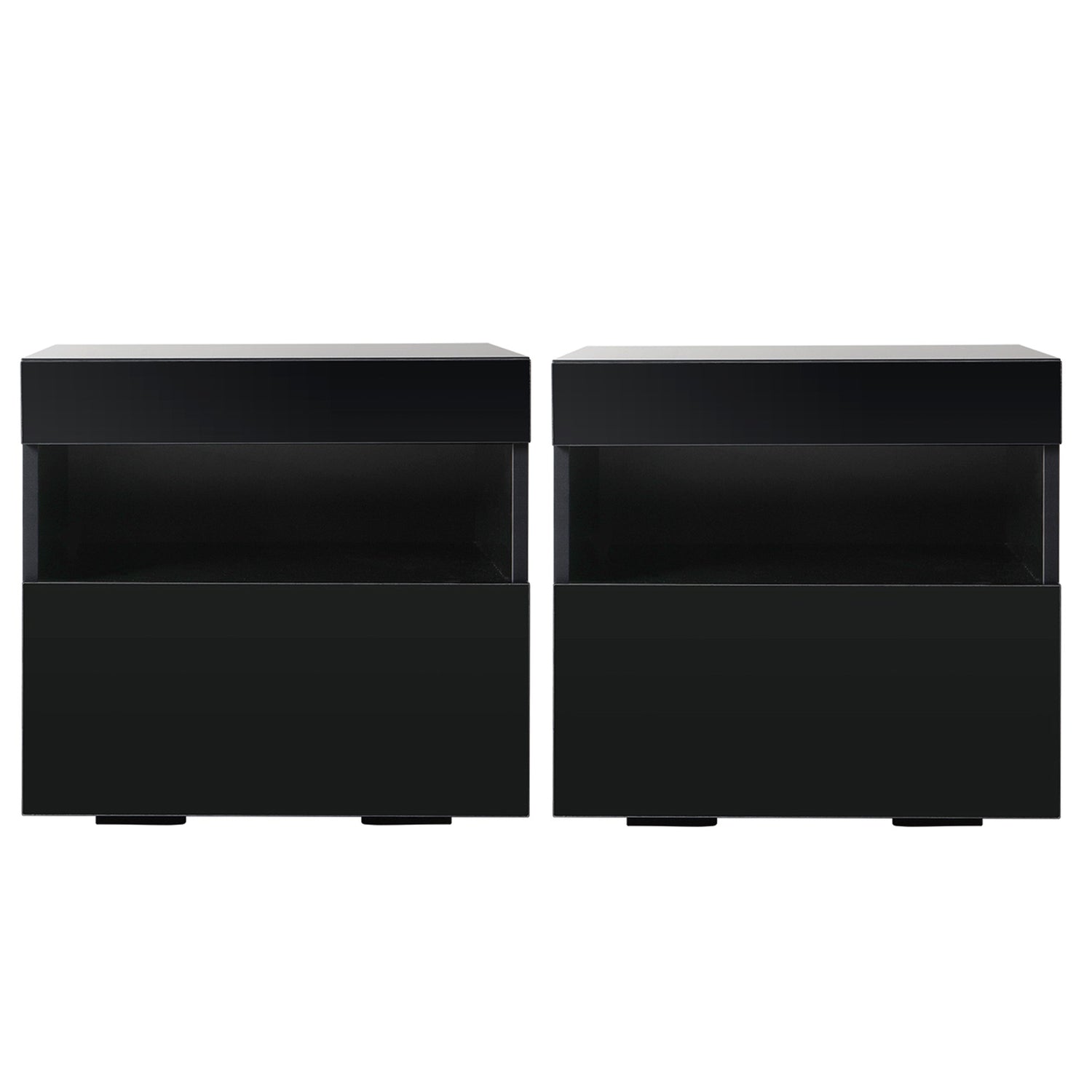 Artiss 2x Bedside Table LED - HERES Black-Furniture > Bedroom > Bedside Tables-PEROZ Accessories