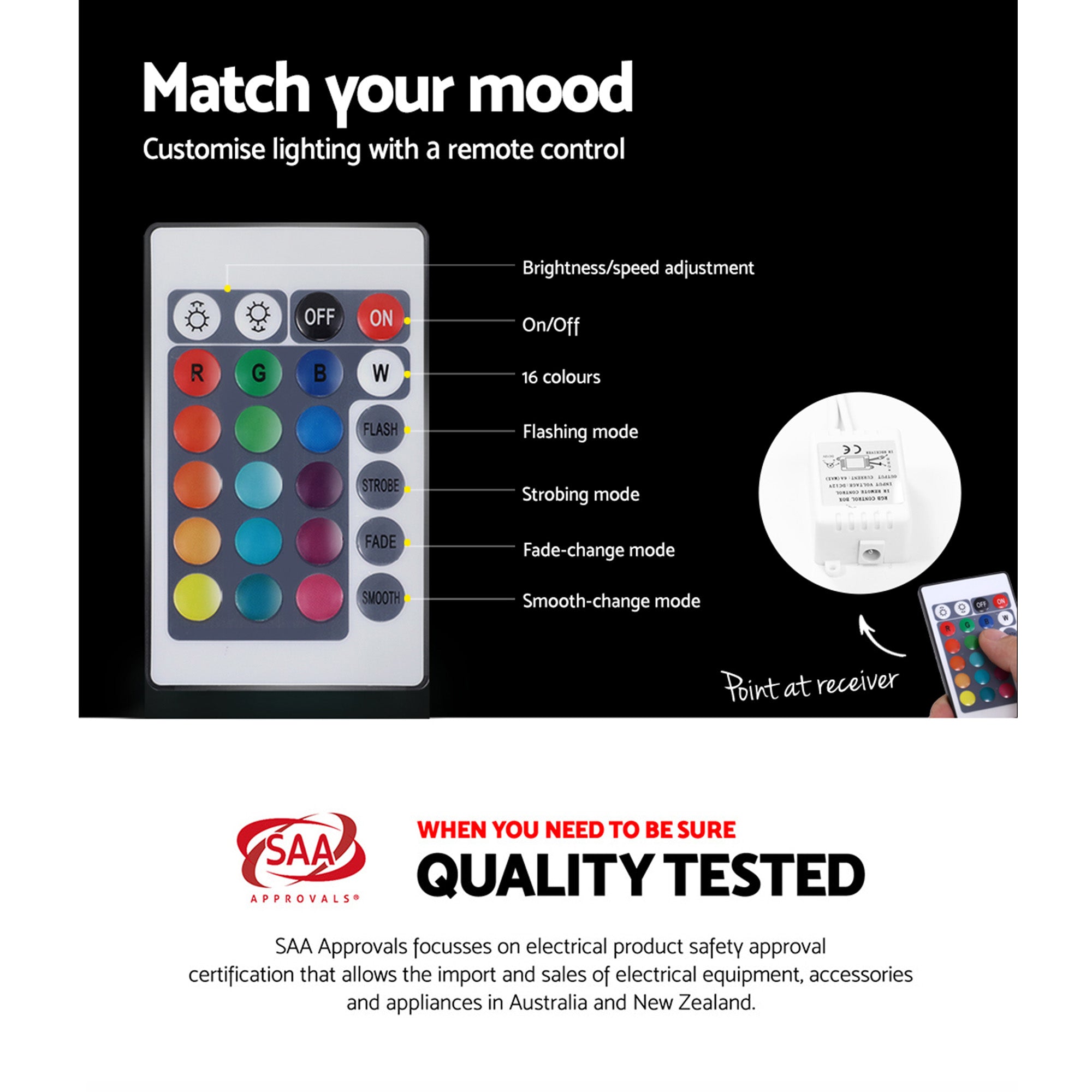 Artiss 2x Bedside Table LED - HERES Black-Furniture > Bedroom > Bedside Tables-PEROZ Accessories