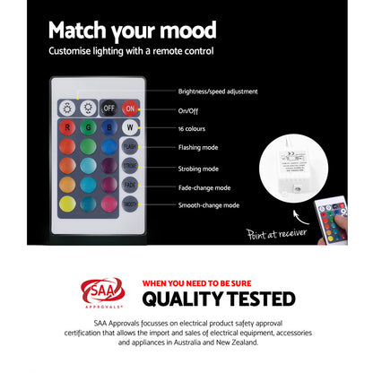 Artiss 2x Bedside Table LED - HERES Black-Furniture > Bedroom > Bedside Tables-PEROZ Accessories