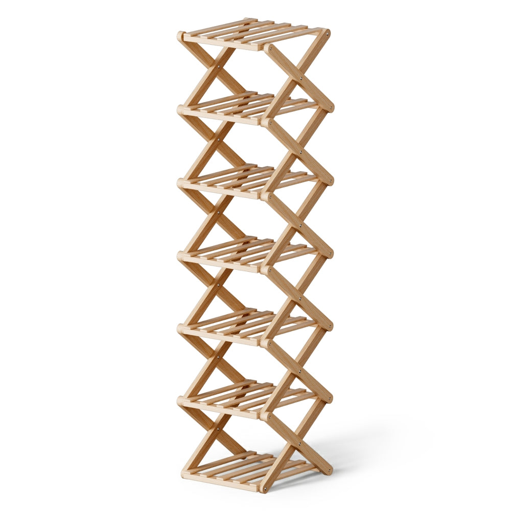 Artiss 7 Tier Bamboo Foldable Shoe Rack Organizer Entryway-Furniture &gt; Living Room &gt; Shoe Storage-PEROZ Accessories