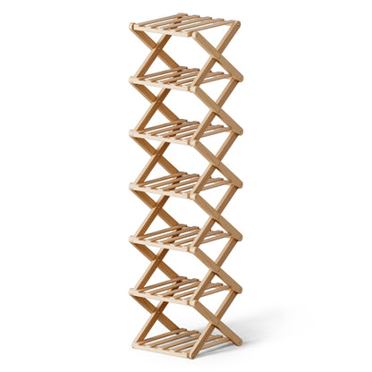 Artiss 7 Tier Bamboo Foldable Shoe Rack Organizer Entryway-Furniture &gt; Living Room &gt; Shoe Storage-PEROZ Accessories
