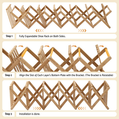 Artiss 7 Tier Bamboo Foldable Shoe Rack Organizer Entryway-Furniture &gt; Living Room &gt; Shoe Storage-PEROZ Accessories