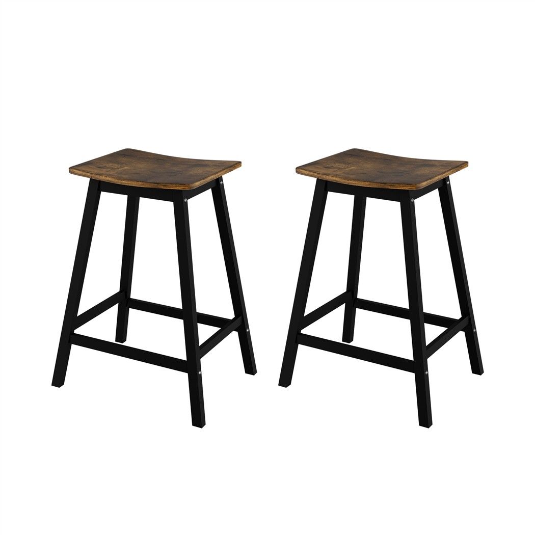 Artiss Bar Stools Set of 2 Kitchen Counter Stools Wooden Industrial Rustic Brown-Furniture > Bar Stools &amp; Chairs > Table &amp; Bar Stools-PEROZ Accessories