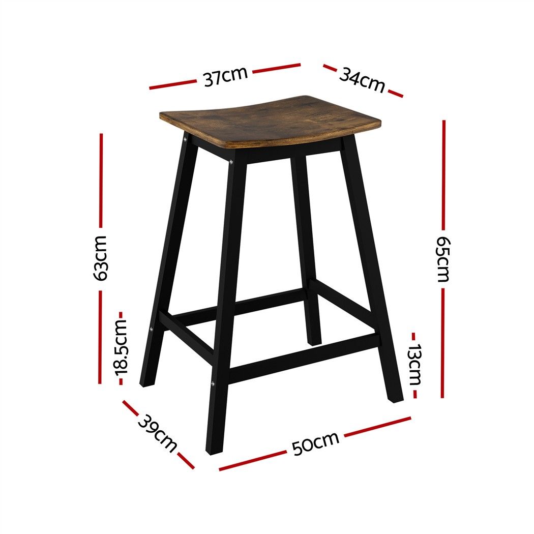 Artiss Bar Stools Set of 2 Kitchen Counter Stools Wooden Industrial Rustic Brown-Furniture > Bar Stools &amp; Chairs > Table &amp; Bar Stools-PEROZ Accessories