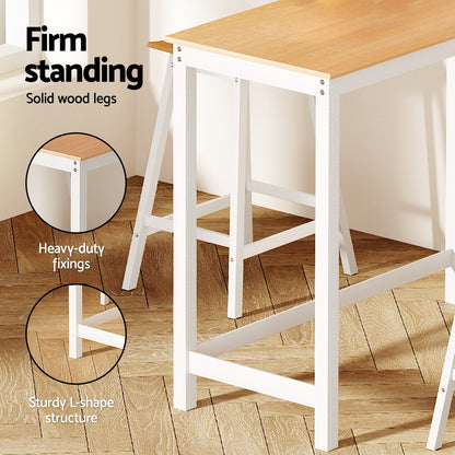 Artiss Bar Table and Stools Set Dining Desk Solid Wood Kitchen Chairs Cafe Pub-Furniture &gt; Dining-PEROZ Accessories