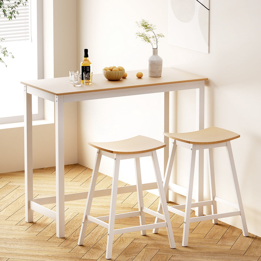 Artiss Bar Table and Stools Set Dining Desk Solid Wood Kitchen Chairs Cafe Pub-Furniture &gt; Dining-PEROZ Accessories