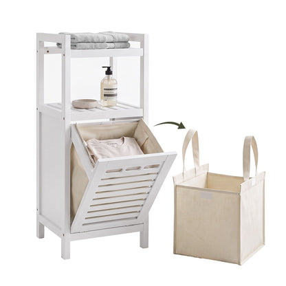 Artiss Bathroom Storage Cabinet Tilt Out Laundry Hamper Tall Organiser White-Furniture > Bathroom > Bathroom Cabinets, Cupboards &amp; Storage-PEROZ Accessories