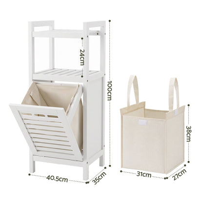 Artiss Bathroom Storage Cabinet Tilt Out Laundry Hamper Tall Organiser White-Furniture > Bathroom > Bathroom Cabinets, Cupboards &amp; Storage-PEROZ Accessories