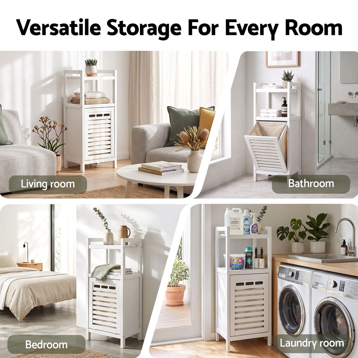 Artiss Bathroom Storage Cabinet Tilt Out Laundry Hamper Tall Organiser White-Furniture > Bathroom > Bathroom Cabinets, Cupboards &amp; Storage-PEROZ Accessories