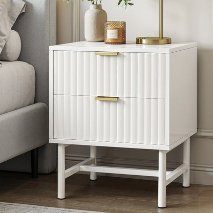 Artiss Bedside Table 2 Drawers - White-Furniture > Bedroom > Bedside Tables-PEROZ Accessories