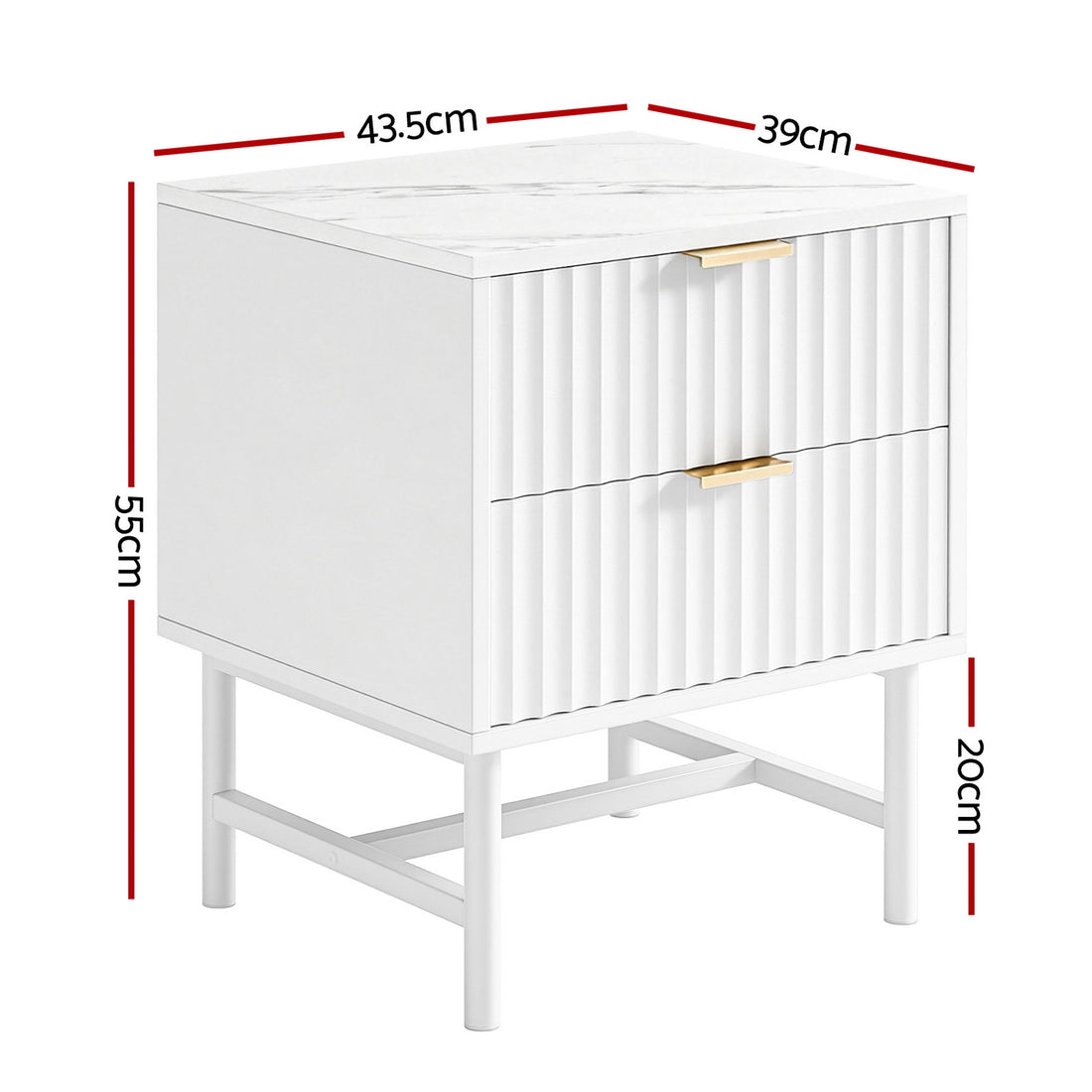 Artiss Bedside Table 2 Drawers - White-Furniture > Bedroom > Bedside Tables-PEROZ Accessories