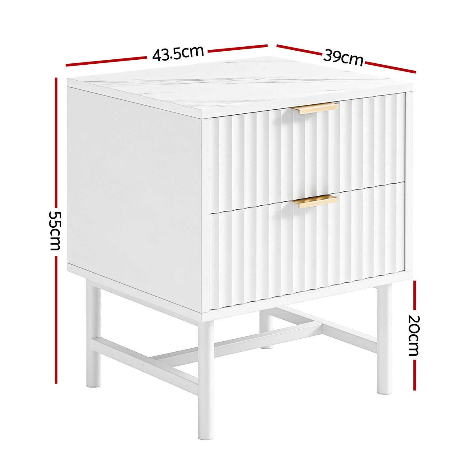 Artiss Bedside Table 2 Drawers - White-Furniture > Bedroom > Bedside Tables-PEROZ Accessories