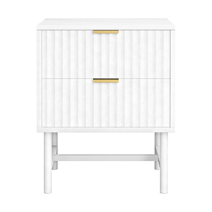 Artiss Bedside Table 2 Drawers - White-Furniture > Bedroom > Bedside Tables-PEROZ Accessories