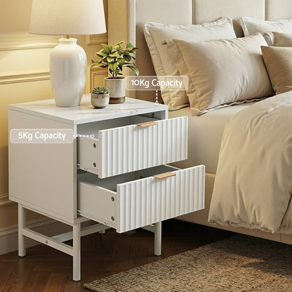 Artiss Bedside Table 2 Drawers - White-Furniture > Bedroom > Bedside Tables-PEROZ Accessories
