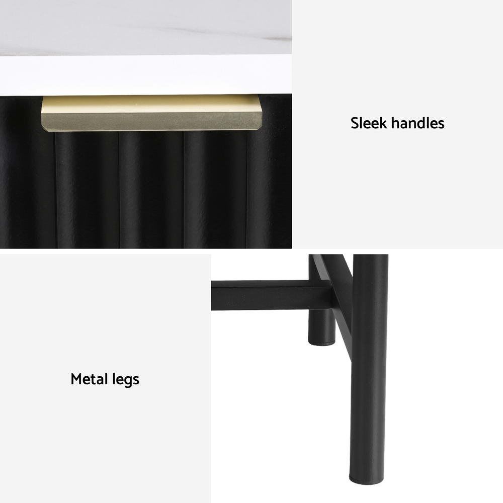Artiss 2x Bedside Table 2 Drawers - Black-Furniture &gt; Bedroom &gt; Bedside Tables-PEROZ Accessories