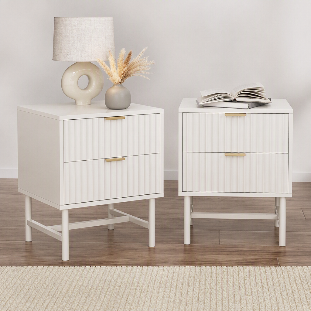 Artiss 2X Bedside Table White Nightstand 2 Drawers-Furniture > Bedroom > Bedside Tables-PEROZ Accessories