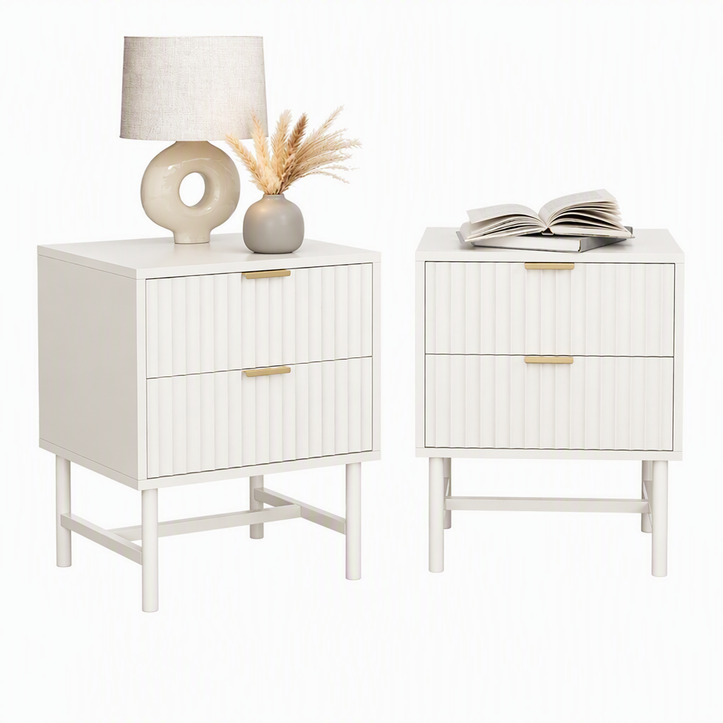 Artiss 2X Bedside Table White Nightstand 2 Drawers-Furniture > Bedroom > Bedside Tables-PEROZ Accessories