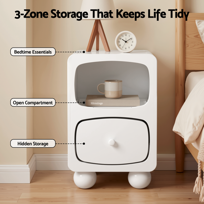 Artiss Bedside Table Storage Drawer Shelf Pine Wood Legs White