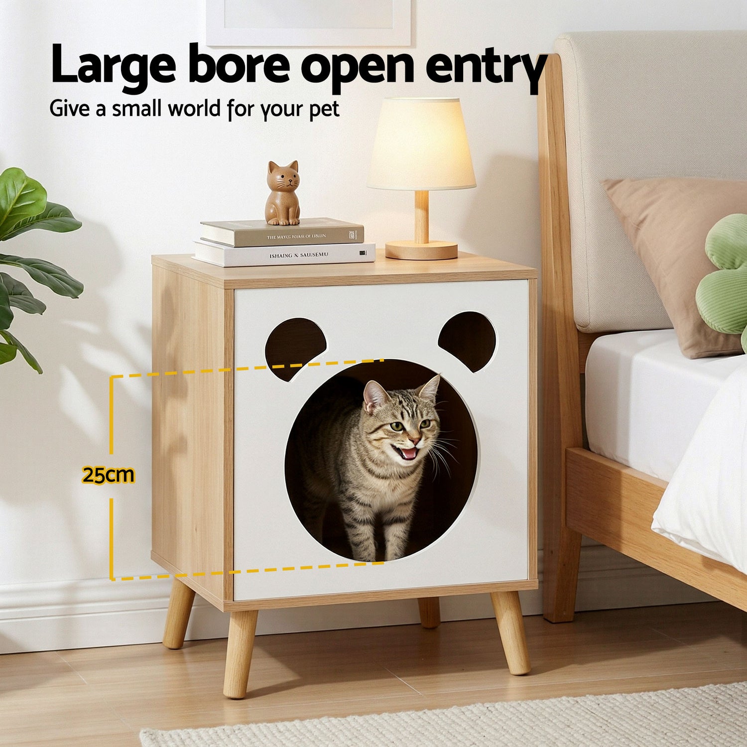 Artiss Cat Nest Bedside Table Solid Wood-Furniture > Bedroom > Bedside Tables-PEROZ Accessories