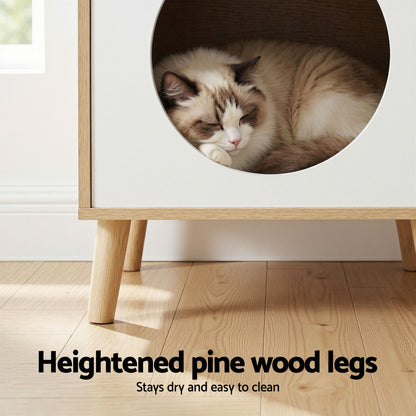 Artiss Cat Nest Bedside Table Solid Wood-Furniture > Bedroom > Bedside Tables-PEROZ Accessories