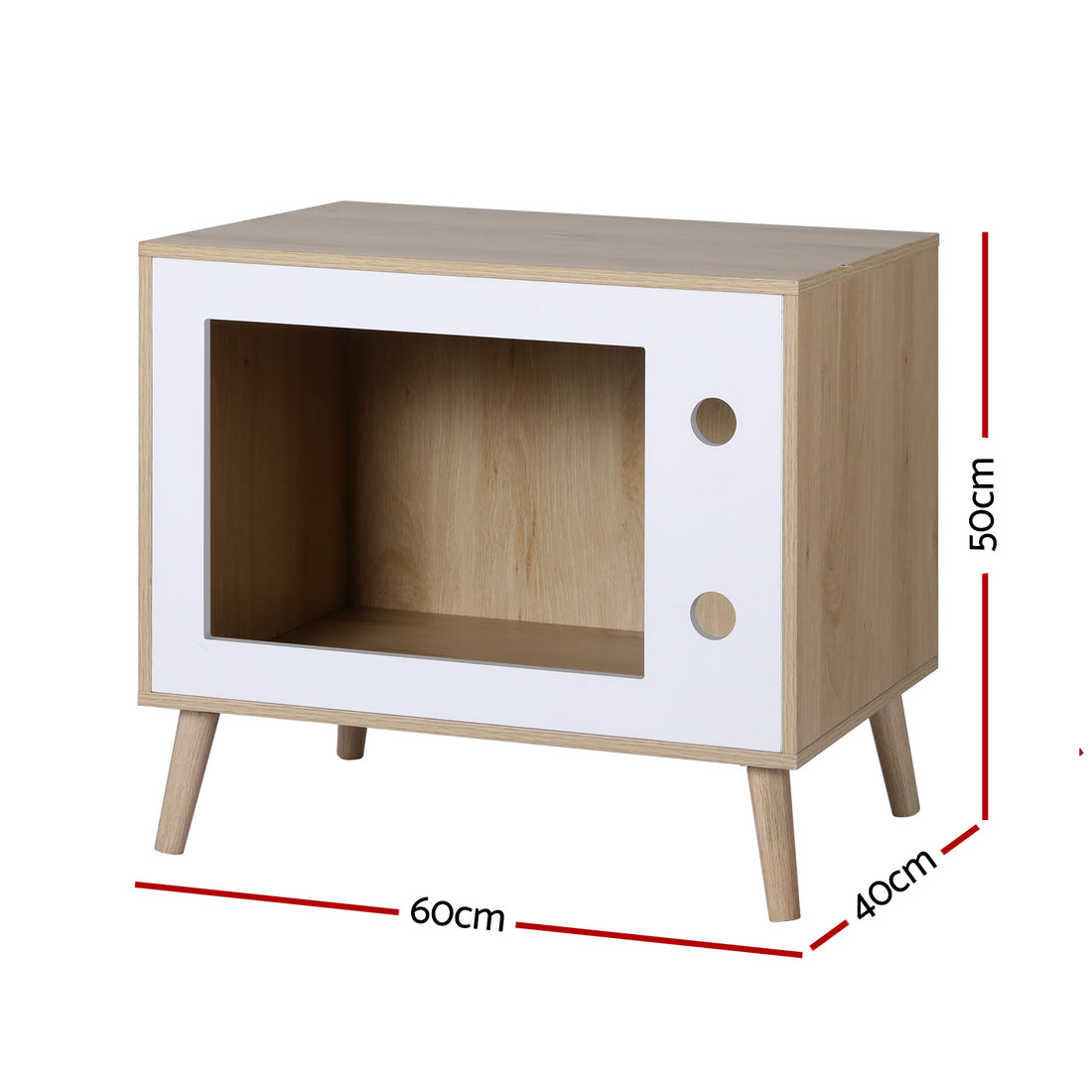 Artiss Cat Nest Bedside Table Solid Wood 60cm-Furniture > Bedroom > Bedside Tables-PEROZ Accessories