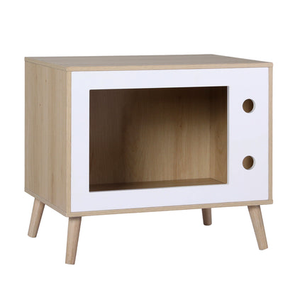 Artiss Cat Nest Bedside Table Solid Wood 60cm-Furniture > Bedroom > Bedside Tables-PEROZ Accessories