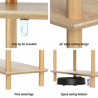 Artiss Bookshelf 5 Tiers Bookcase Display Shelves Wooden Storage Stand Rack Pine-Furniture &gt; Living Room &gt; Bookcases &amp; Shelves-PEROZ Accessories