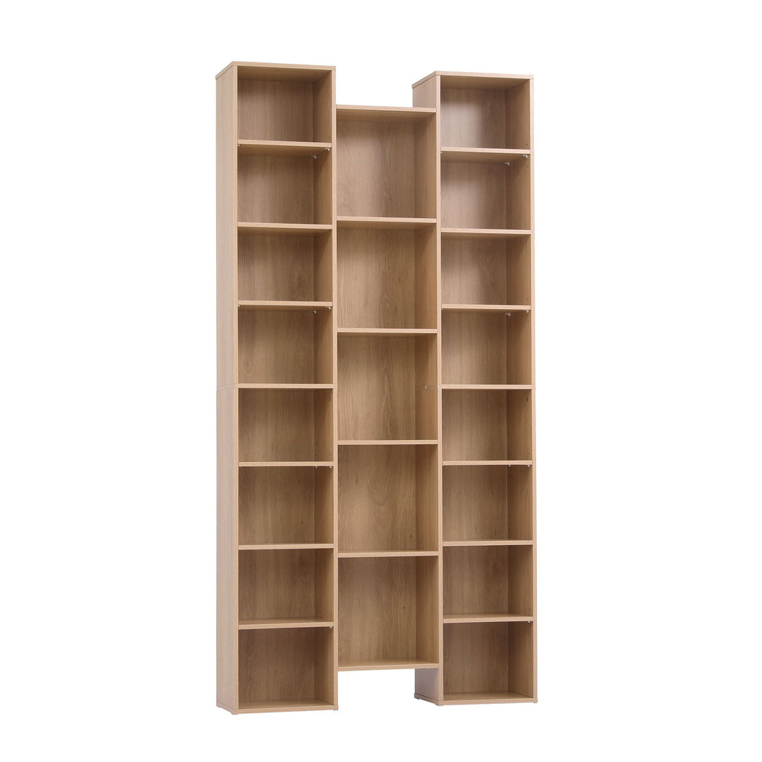 Artiss Bookshelf Display Shelves CD DVD Storage Rack Tall Bookcase Oak-Furniture > Living Room > Bookcases &amp; Shelves-PEROZ Accessories