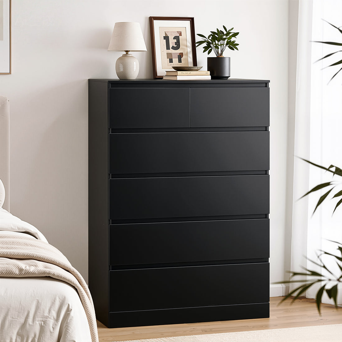 Artiss 6 Chest of Drawers Tallboy PEPE Black-Furniture > Bedroom > Dressers-PEROZ Accessories