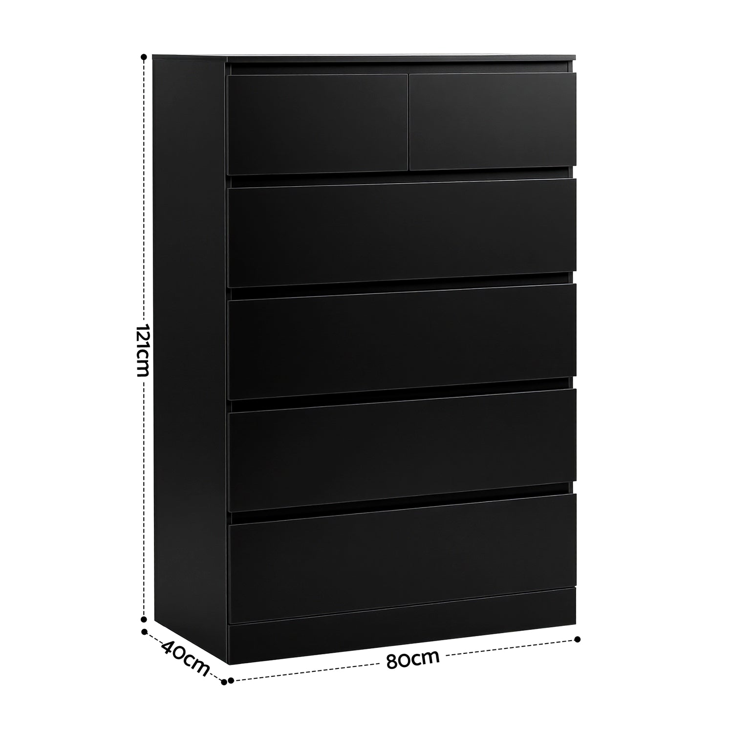 Artiss 6 Chest of Drawers Tallboy PEPE Black-Furniture > Bedroom > Dressers-PEROZ Accessories