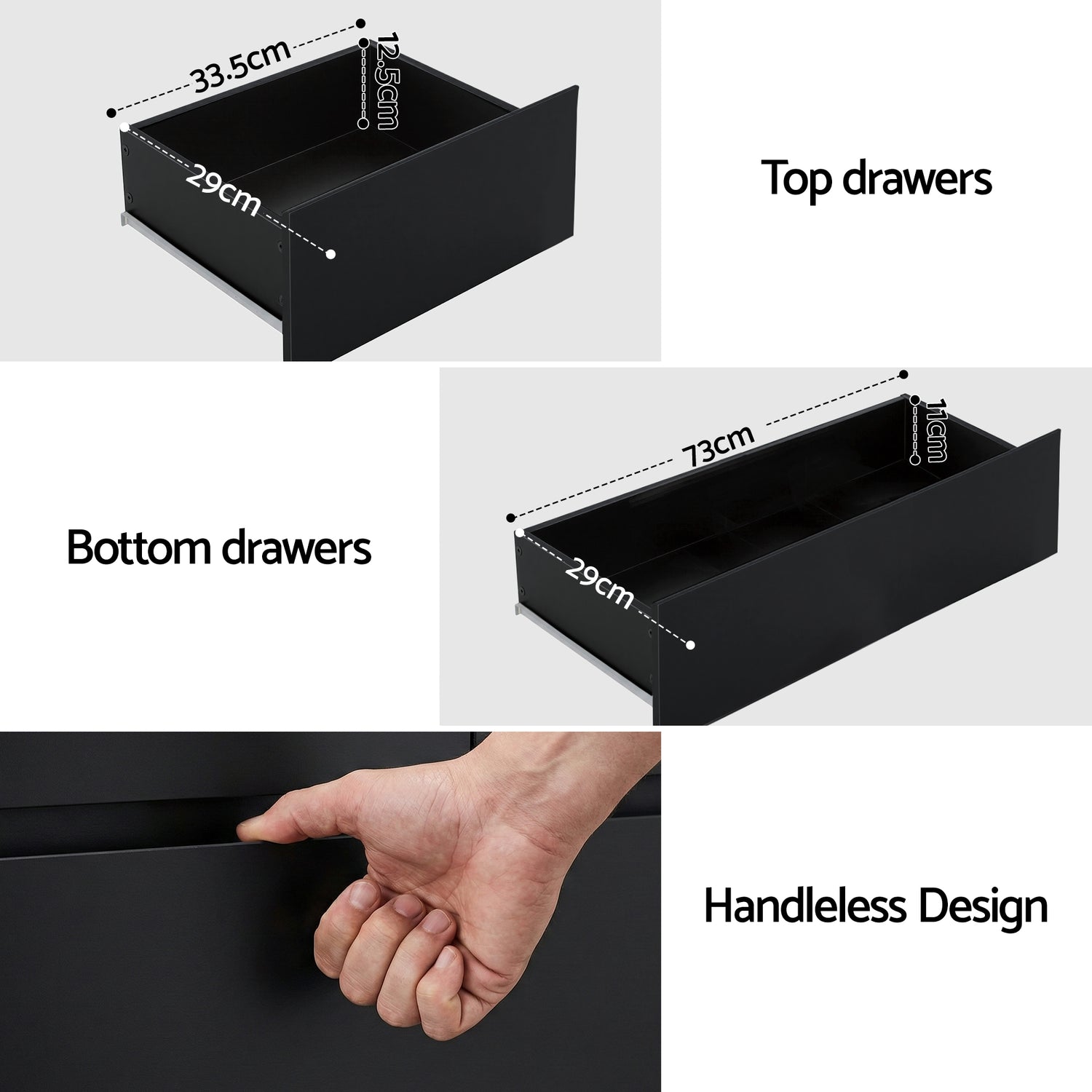 Artiss 6 Chest of Drawers Tallboy PEPE Black-Furniture > Bedroom > Dressers-PEROZ Accessories